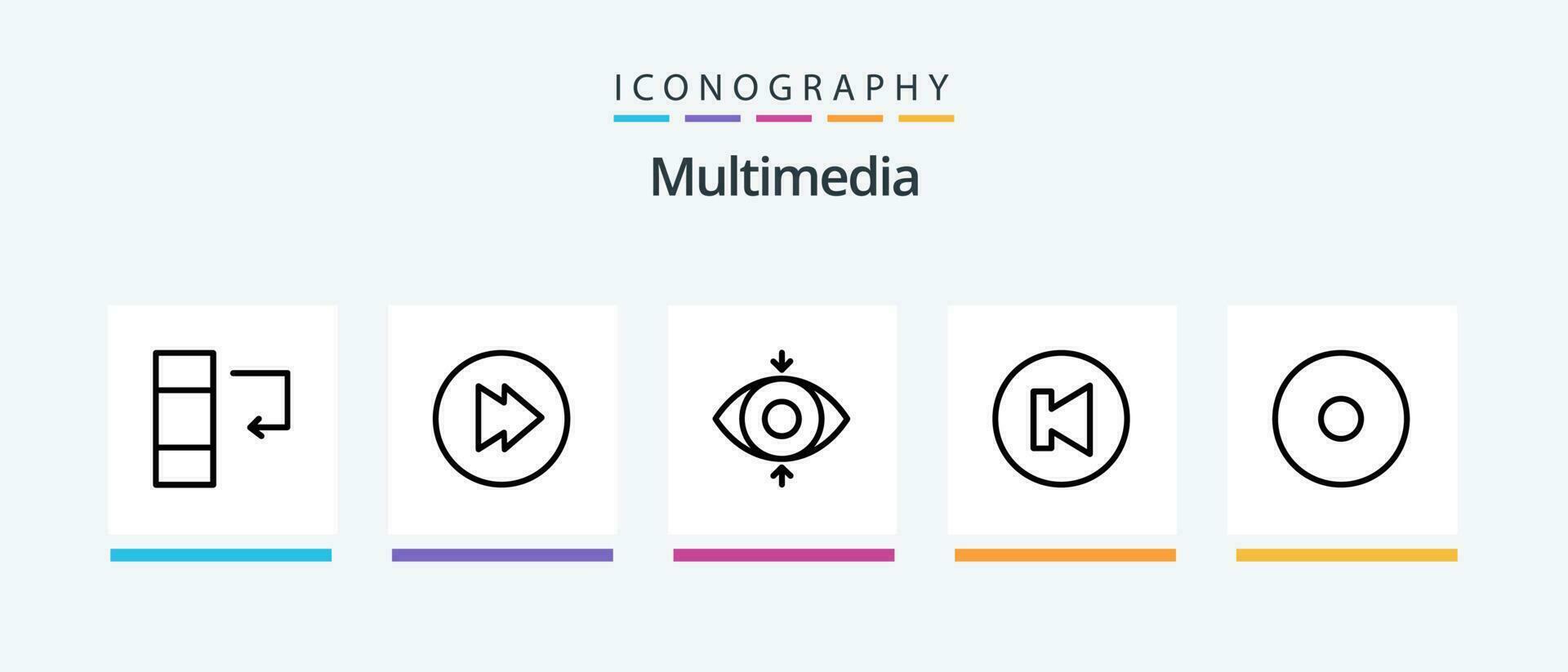 multimedia lijn 5 icoon pak inclusief . vorig. multimediaal. multimediaal. documenten. creatief pictogrammen ontwerp vector