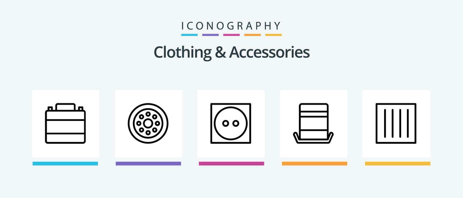 kleding en accessoires lijn 5 icoon pak inclusief accessoires. schaal. zorg. bagage. de was. creatief pictogrammen ontwerp vector