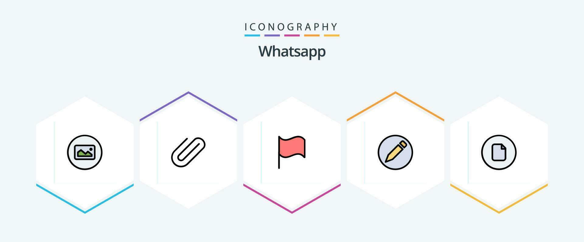 WhatsApp 25 gevulde lijn icoon pak inclusief ui. het dossier. eenvoudig. document. potlood vector