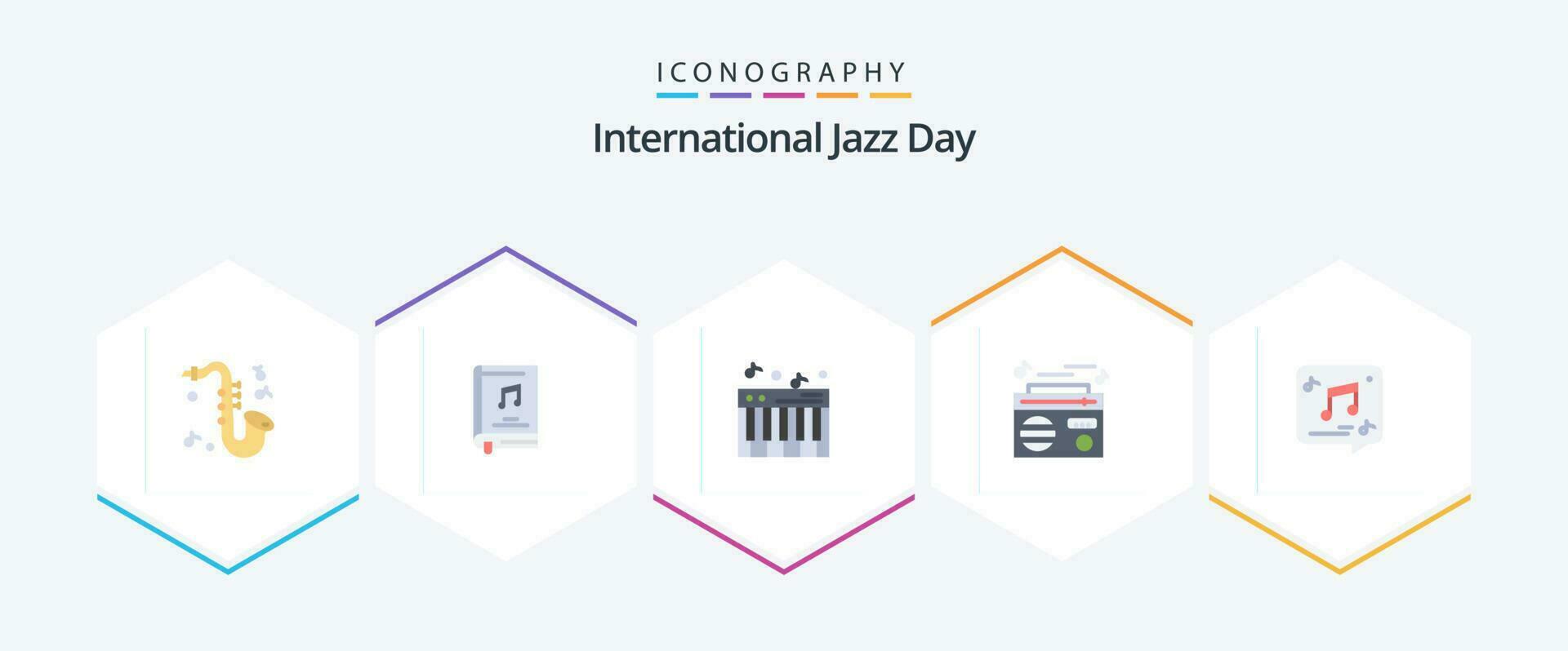 Internationale jazz- dag 25 vlak icoon pak inclusief multimediaal. chatten. muziek. geluid. muziek- vector