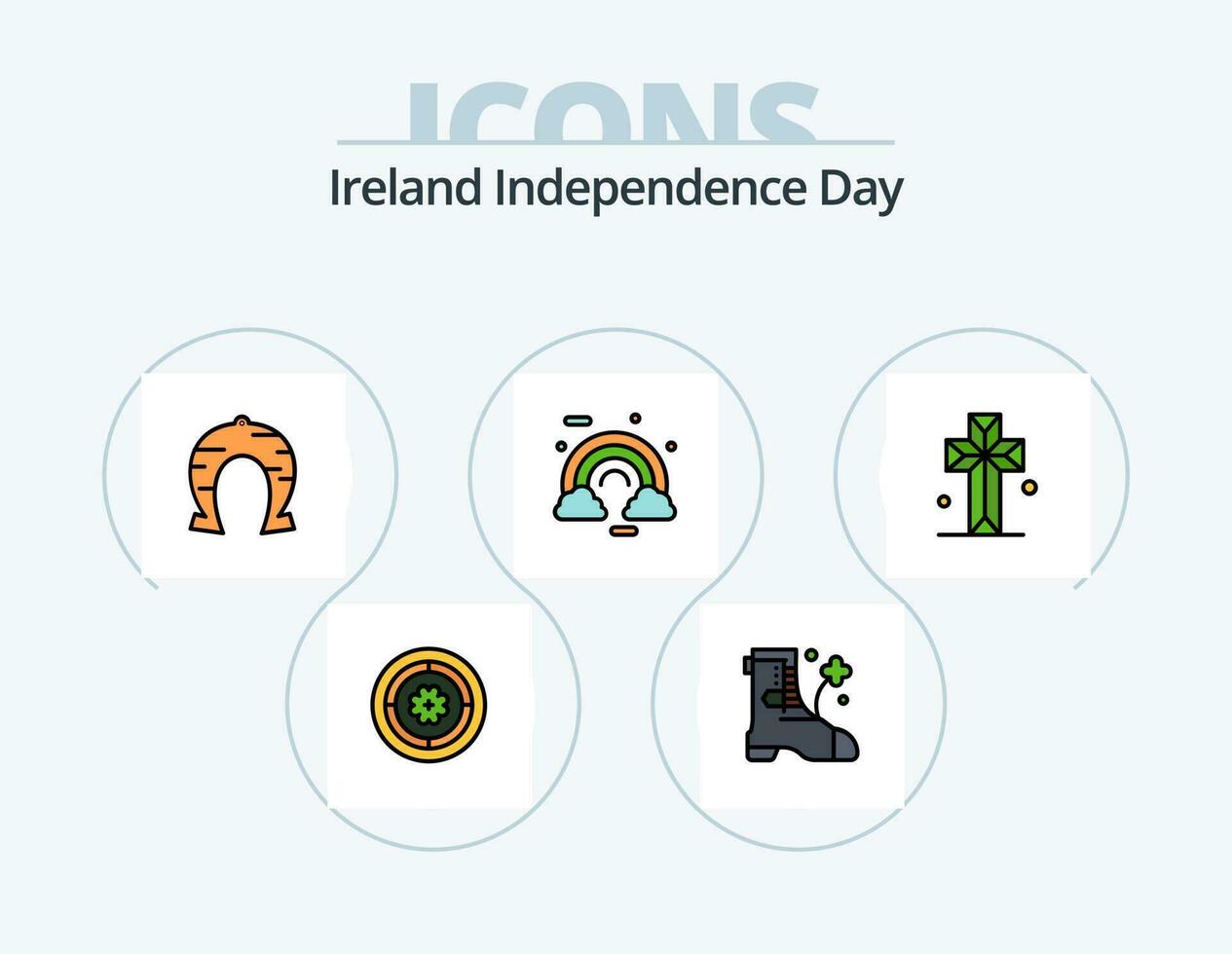 Ierland onafhankelijkheid dag lijn gevulde icoon pak 5 icoon ontwerp. Amerikaans voetbal. bloem. drankje. anemoon. verjaardag en partij vector