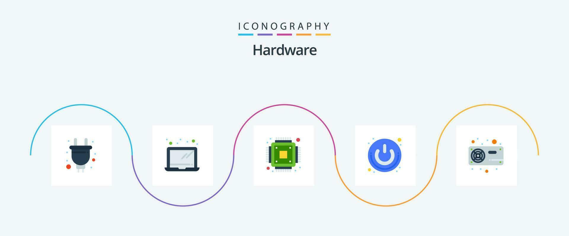 hardware vlak 5 icoon pak inclusief hardware. computer. hardware. schakelaar. macht knop vector