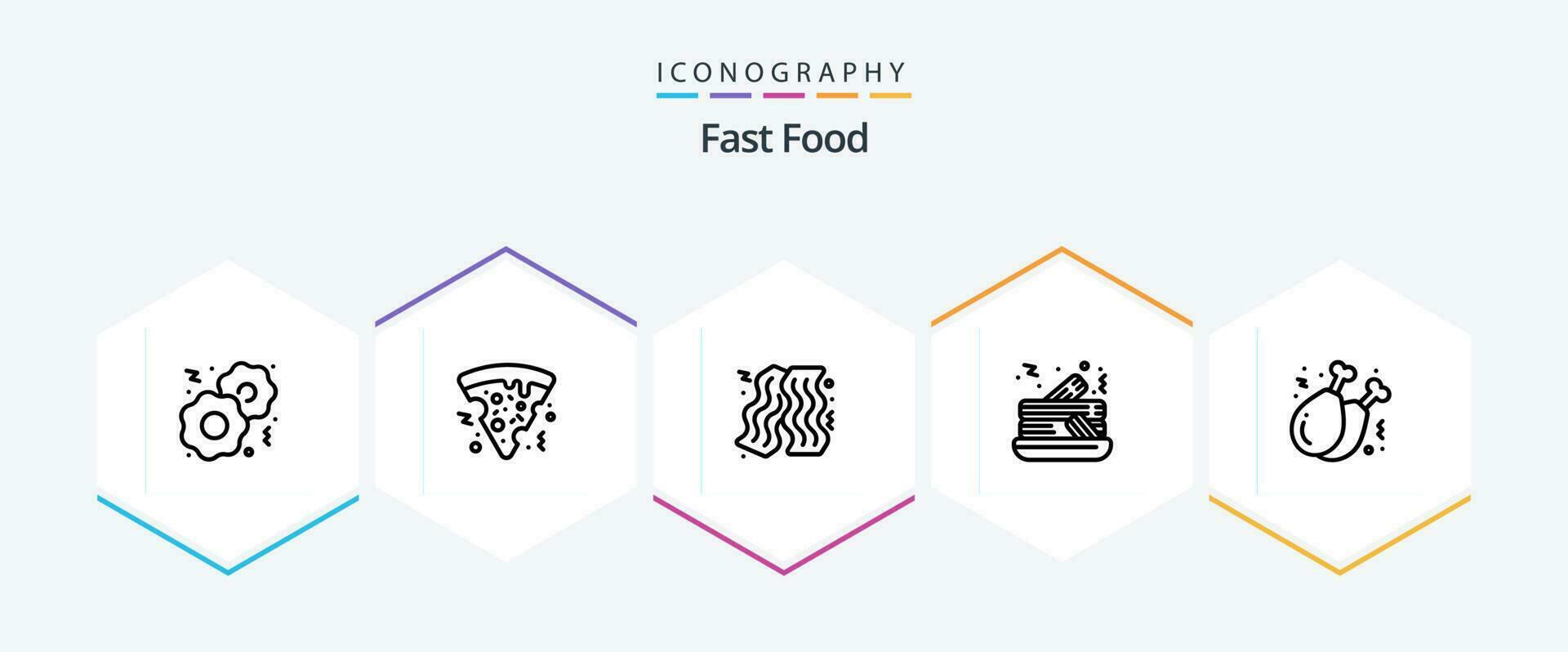 snel voedsel 25 lijn icoon pak inclusief . been. snel voedsel. voedsel. kip been vector