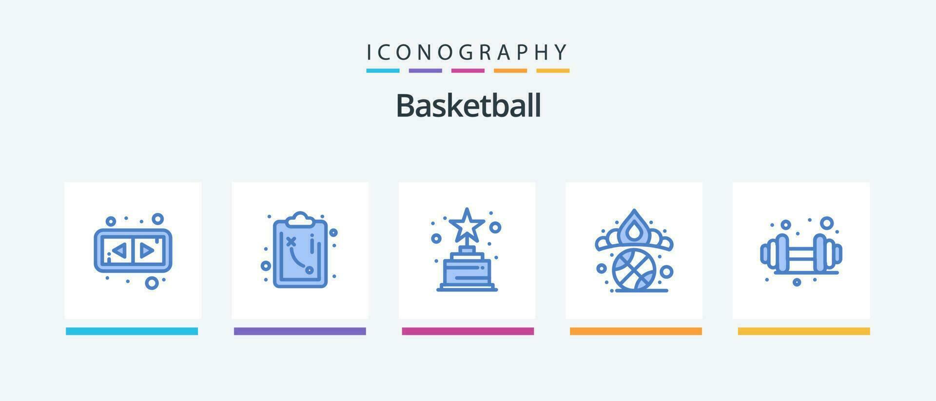 basketbal blauw 5 icoon pak inclusief . sport. trofee. Sportschool. winnaar. creatief pictogrammen ontwerp vector