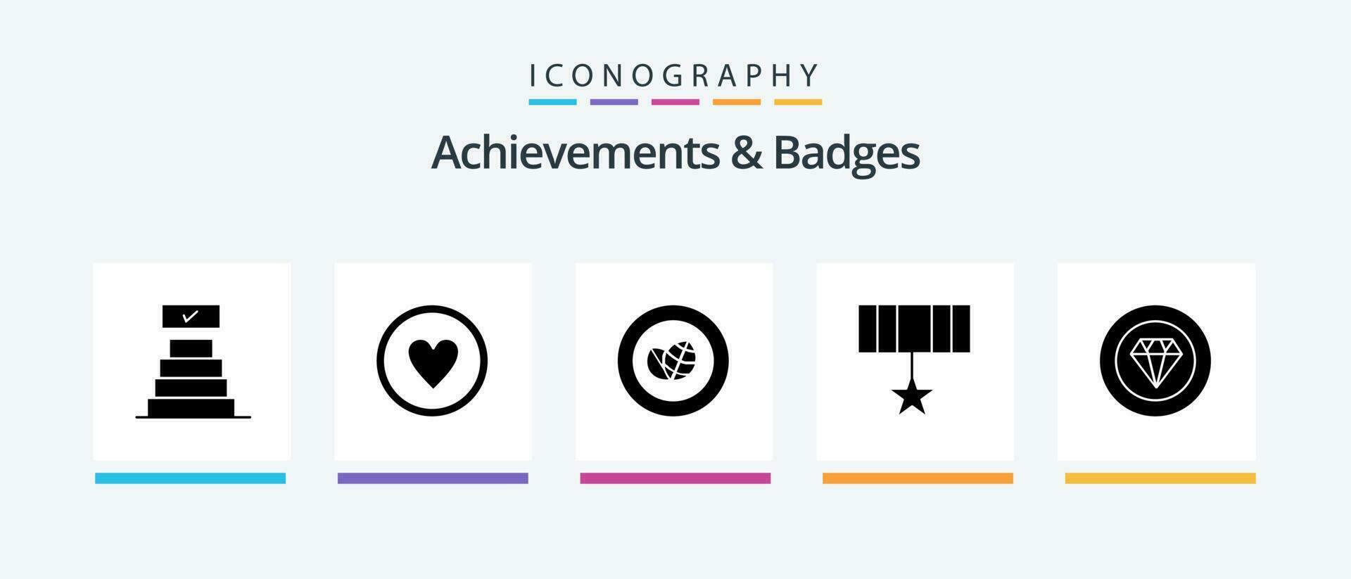 prestaties en badges glyph 5 icoon pak inclusief sieraden. prestaties. eco. medaille. prijs. creatief pictogrammen ontwerp vector