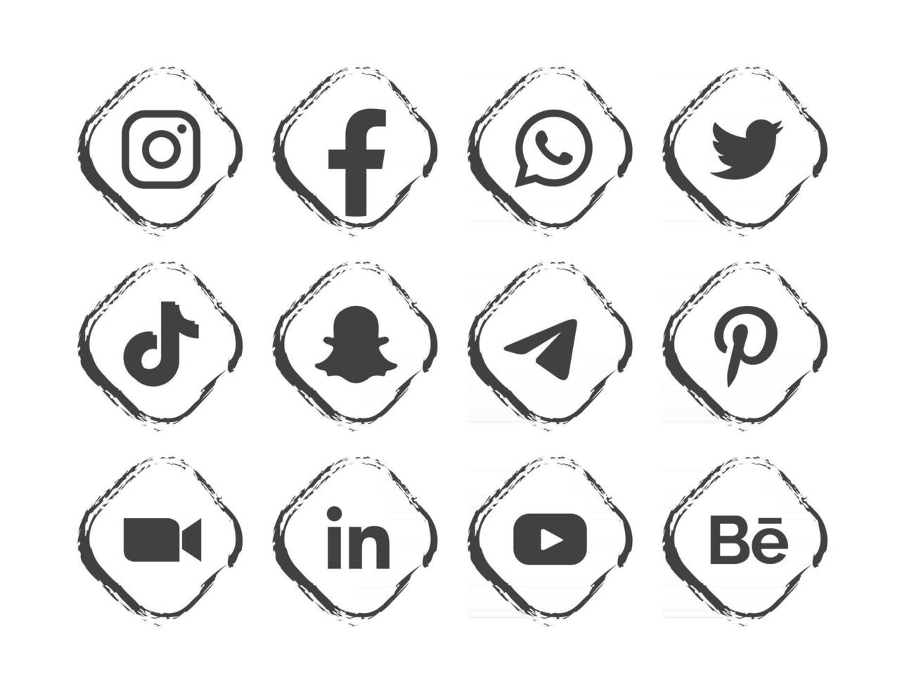 zwart social media-logo met frame vector