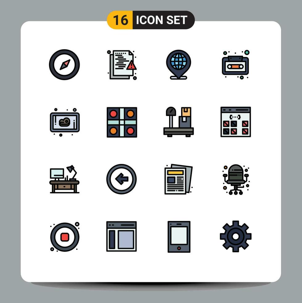 16 creatief pictogrammen modern tekens en symbolen van vlees plakband globaal cassette audio bewerkbare creatief vector ontwerp elementen