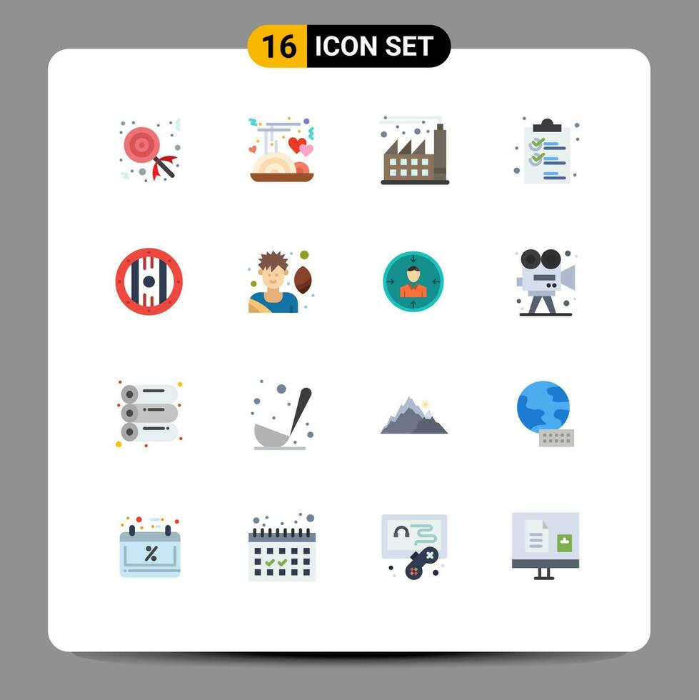 16 vlak kleur concept voor websites mobiel en apps schild element fabriek boodschappen doen document bewerkbare pak van creatief vector ontwerp elementen