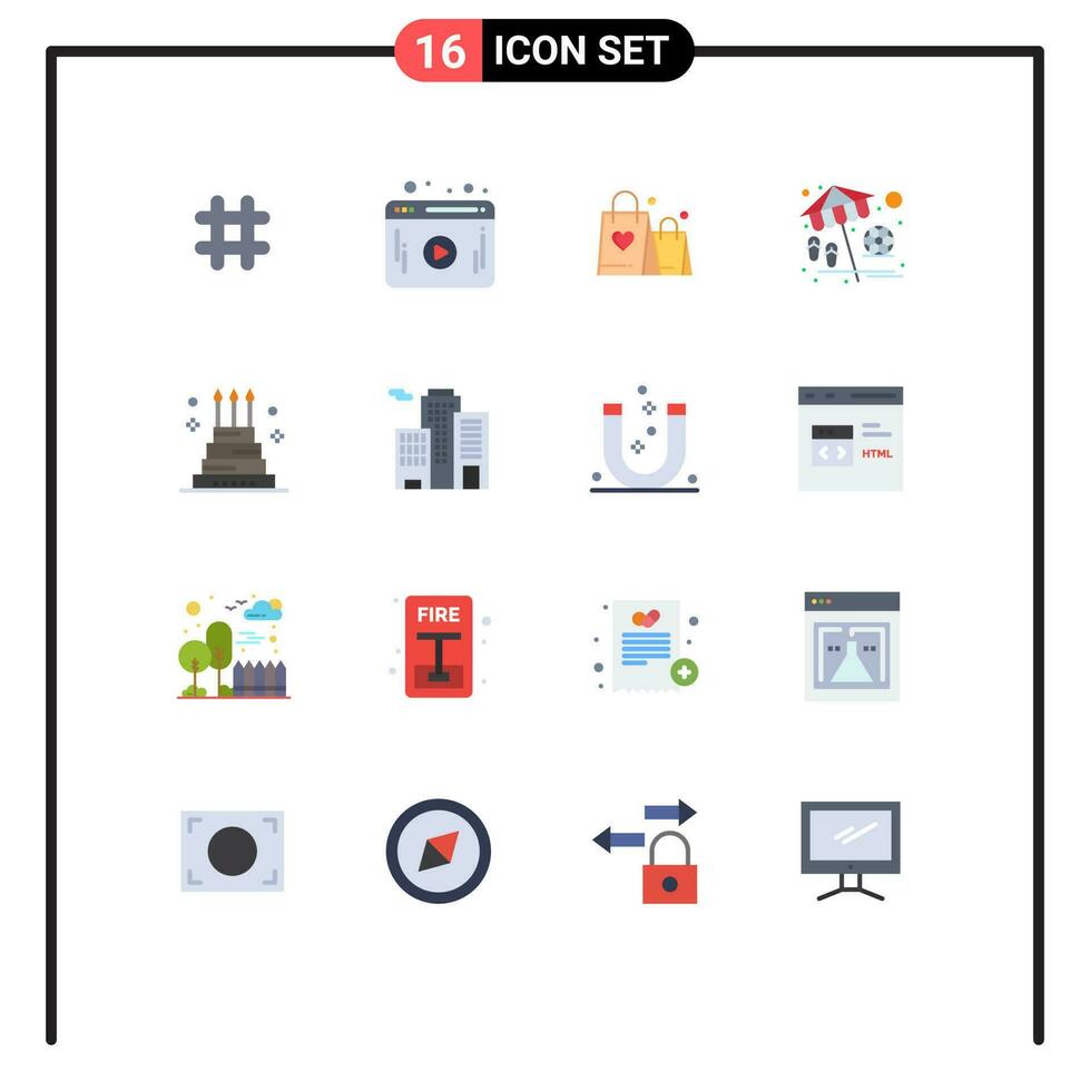16 creatief pictogrammen modern tekens en symbolen van evenement taart liefde Speel paraplu bewerkbare pak van creatief vector ontwerp elementen