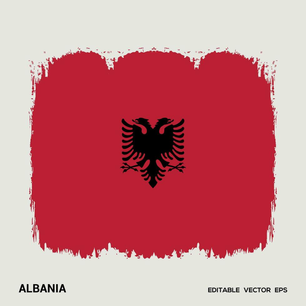 Albanië vlag borstel vector hartinfarct, vlag van Albanië in grunge borstel hartinfarct.