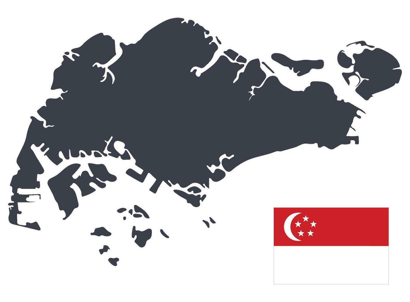 Singapore kaart met Singapore vlag vector