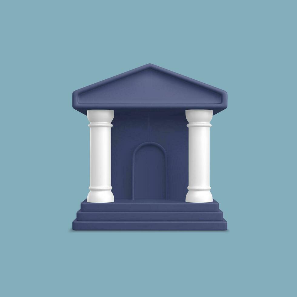 3d realistisch bank gebouw. online bank of bank transacties en onderhoud concept. vector illustratie