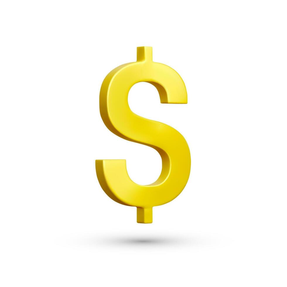 3d realistisch goud dollar teken. ons dollar valuta symbool geïsoleerd Aan wit achtergrond. vector illustratie