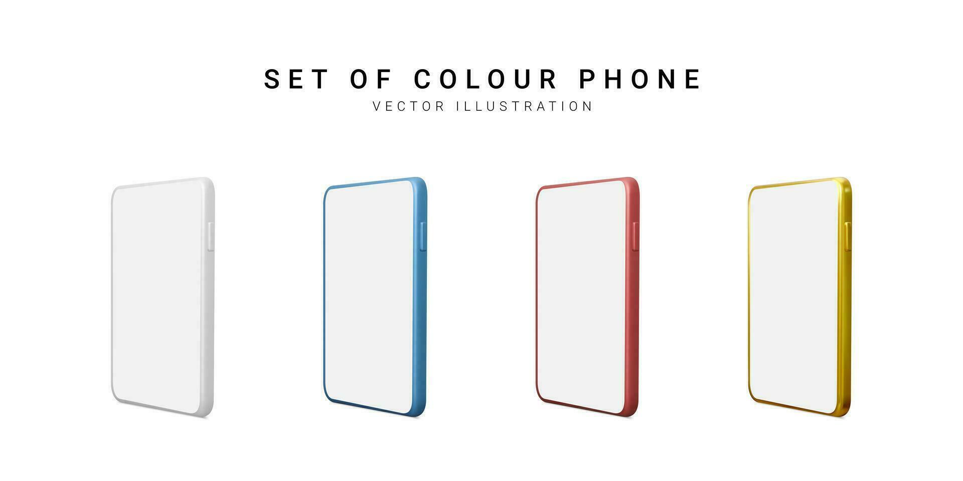 reeks van kleur 3d realistisch telefoon geïsoleerd Aan wit achtergrond. vector illustratie