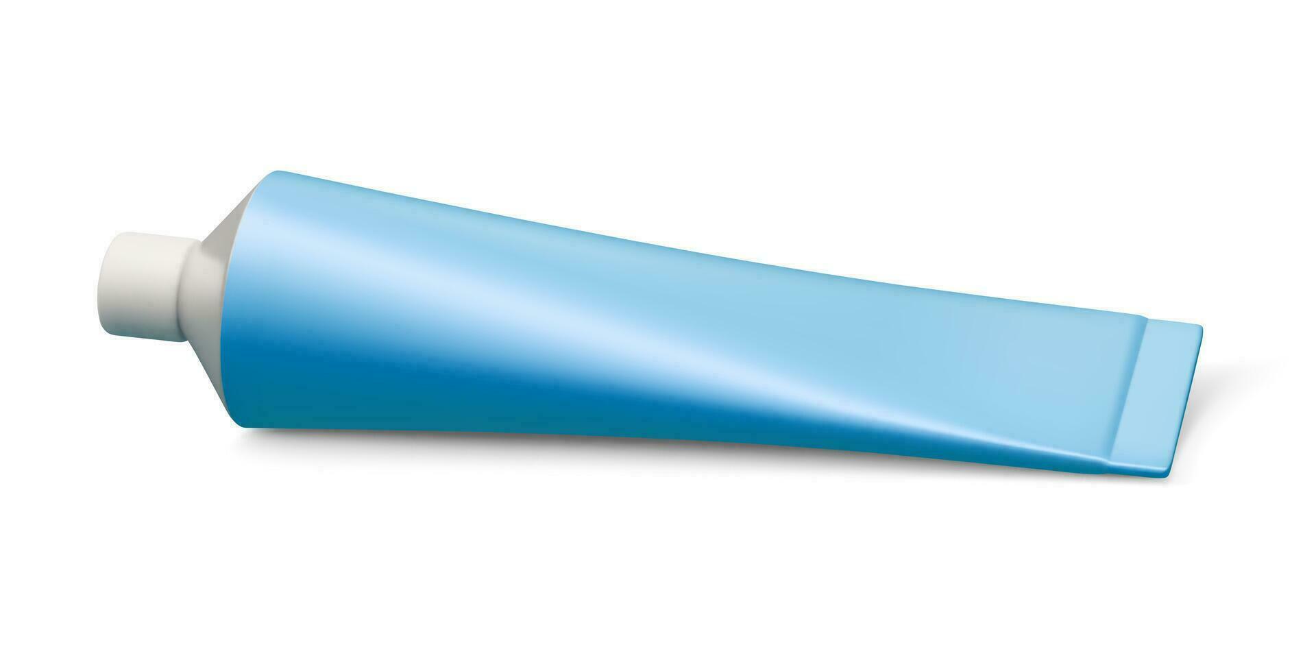 realistisch buis model. plastic tuba voor tandpasta, room, gel en shampoo. sjabloon voor geneeskunde of cosmetica. vector illustratie