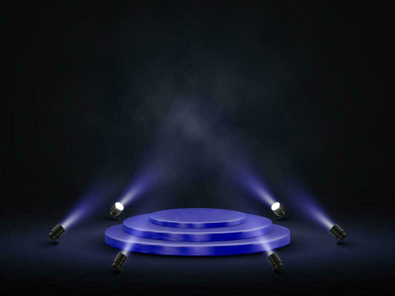 podium met verlichting. fase, podium, tafereel voor prijs ceremonie met schijnwerpers. vector illustratie