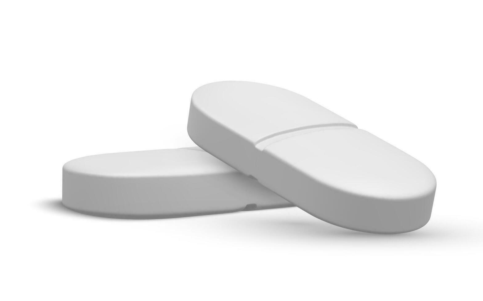 3d realistisch twee medisch pillen geïsoleerd Aan wit achtergrond. vector illustratie