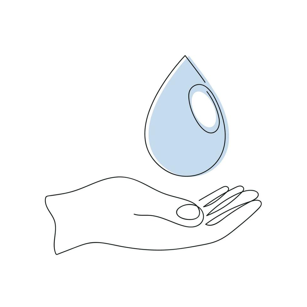 laten vallen van water in hand- getrokken in een doorlopend lijn. een lijn tekening, minimalisme. vector illustratie.