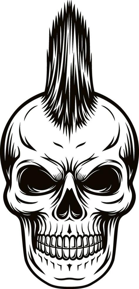 punk- rots schedel gezicht illustratie vector