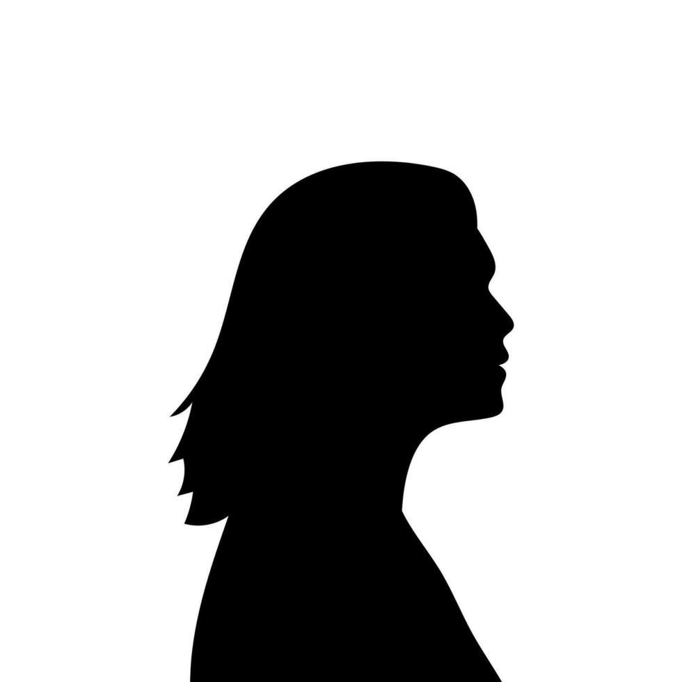 vrouw avatar profiel. vector silhouet van een vrouw hoofd of icoon geïsoleerd Aan een wit achtergrond. symbool van vrouw schoonheid.