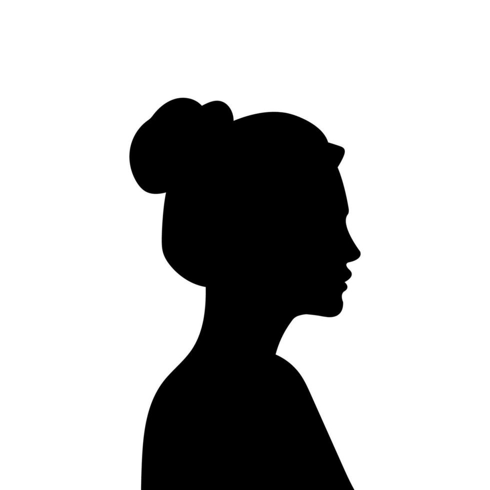 vrouw avatar profiel. vector silhouet van een vrouw hoofd of icoon geïsoleerd Aan een wit achtergrond. symbool van vrouw schoonheid.