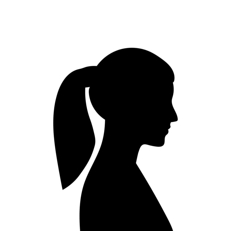 vrouw avatar profiel. vector silhouet van een vrouw hoofd of icoon geïsoleerd Aan een wit achtergrond. symbool van vrouw schoonheid.