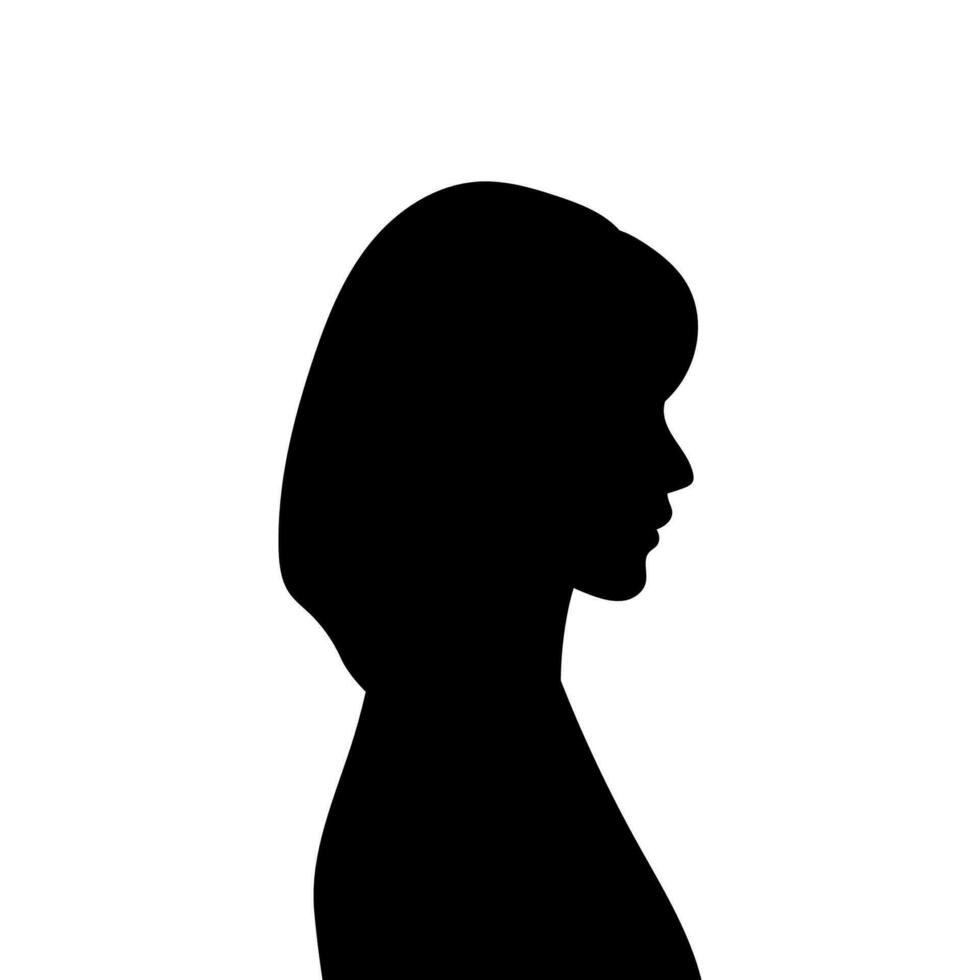 vrouw avatar profiel. vector silhouet van een vrouw hoofd of icoon geïsoleerd Aan een wit achtergrond. symbool van vrouw schoonheid.