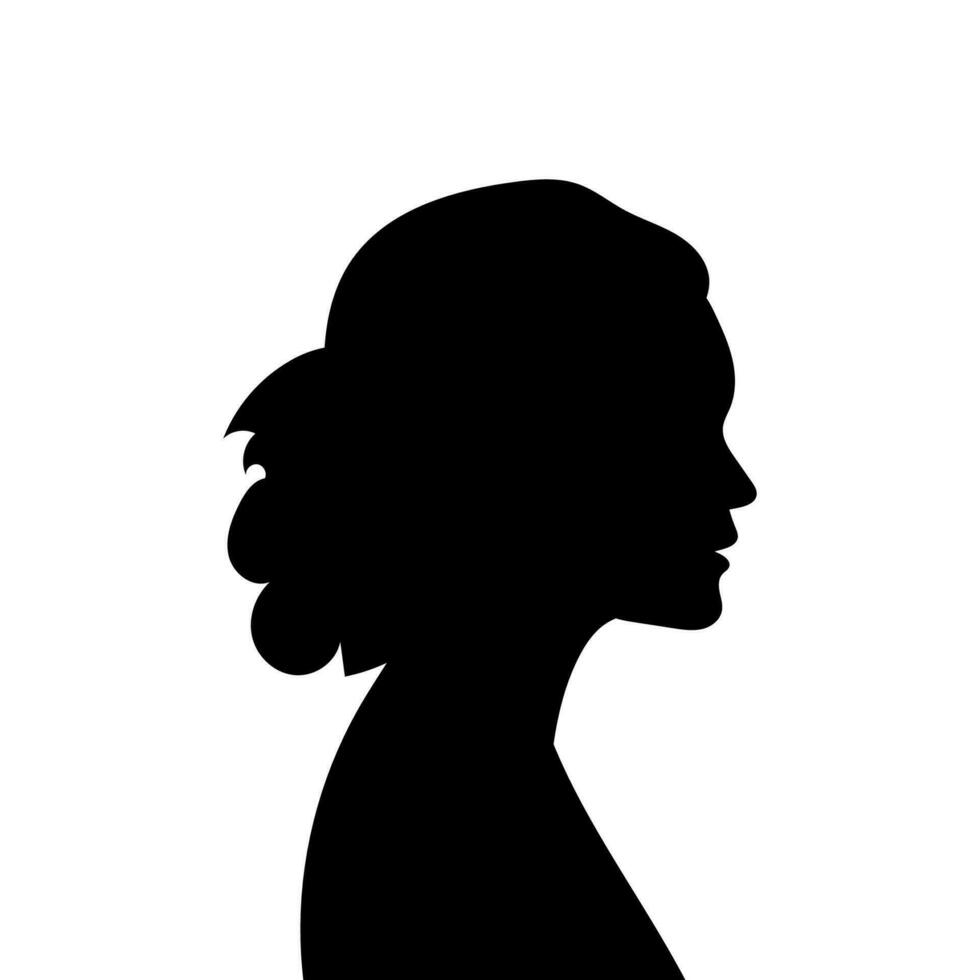 vrouw avatar profiel. vector silhouet van een vrouw hoofd of icoon geïsoleerd Aan een wit achtergrond. symbool van vrouw schoonheid.