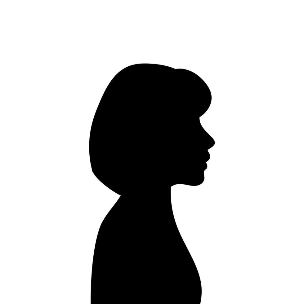 vrouw avatar profiel. vector silhouet van een vrouw hoofd of icoon geïsoleerd Aan een wit achtergrond. symbool van vrouw schoonheid.
