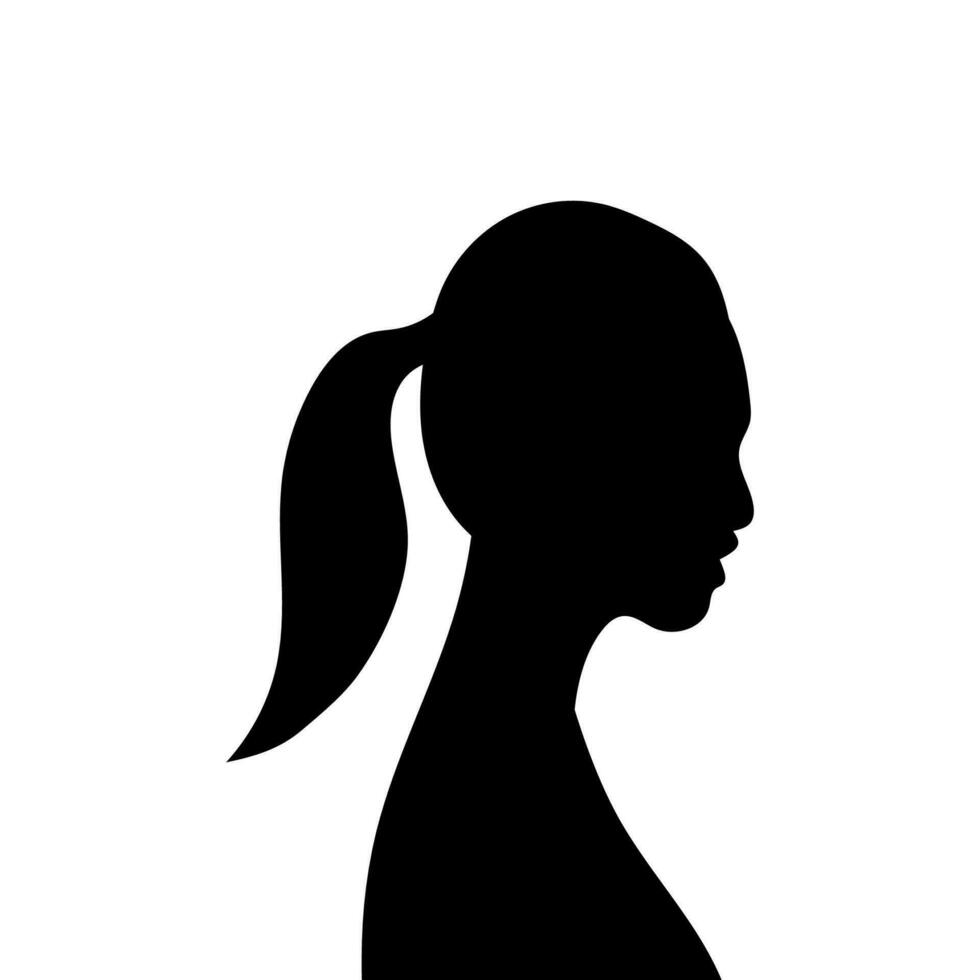 vrouw avatar profiel. vector silhouet van een vrouw hoofd of icoon geïsoleerd Aan een wit achtergrond. symbool van vrouw schoonheid.