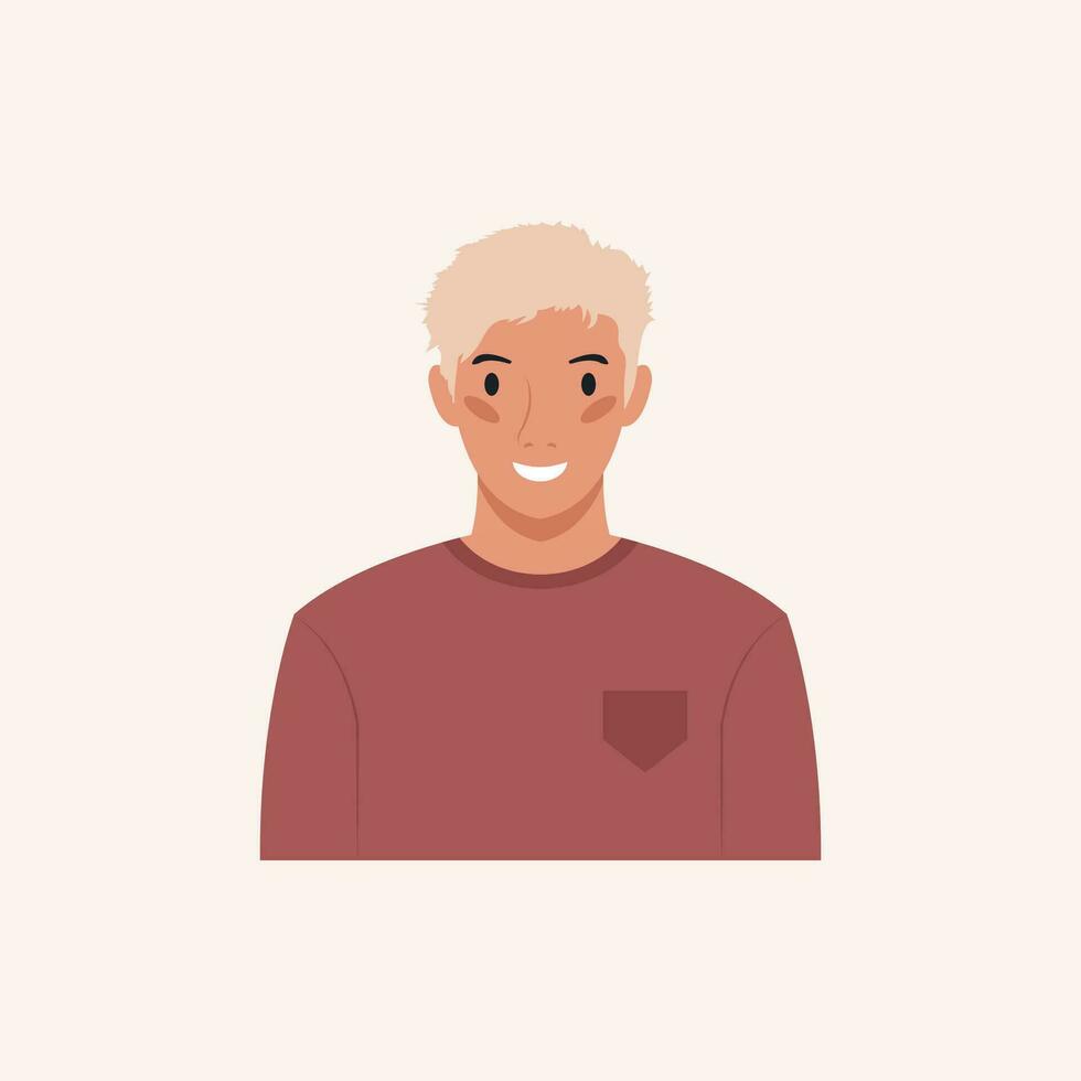 voor de helft lichaam knap Mens kleurrijk portret. avatars voor sociaal netwerken. vector illustratie in vlak stijl.