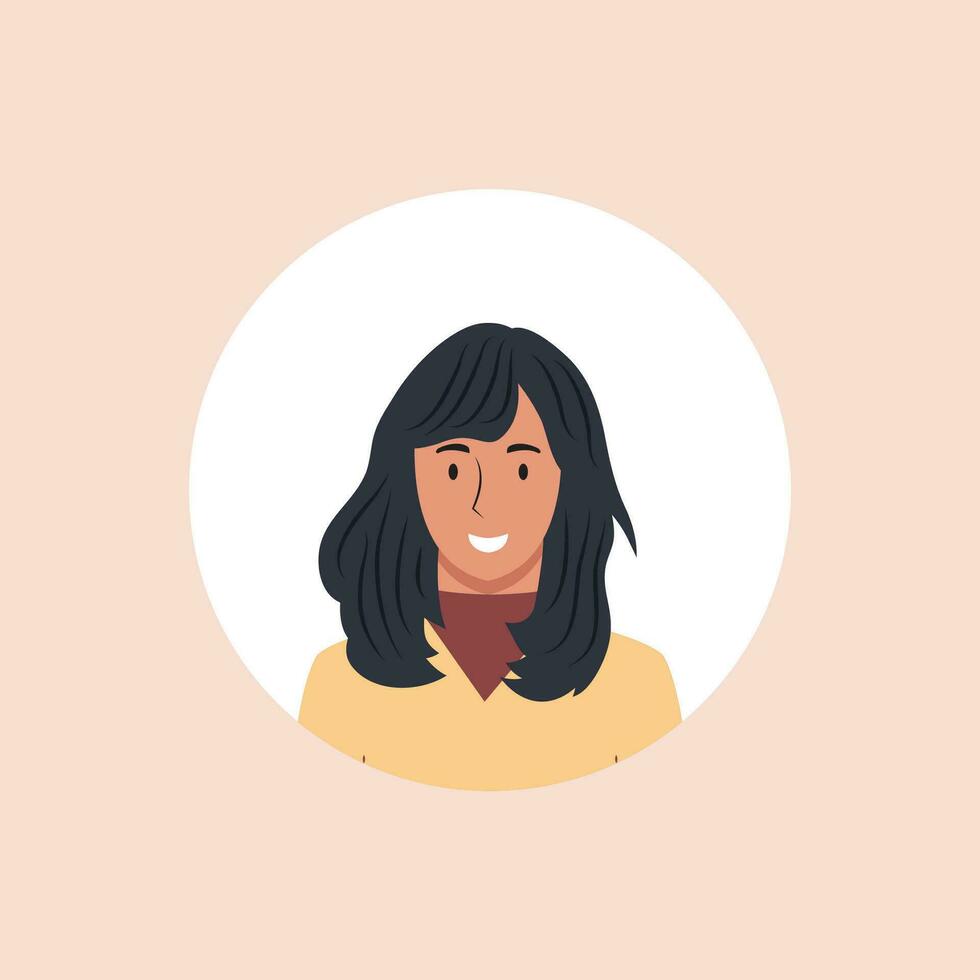 profiel beeld van vrouw avatar voor sociaal netwerken met voor de helft cirkel. mode vector. helder vector illustratie in modieus stijl.