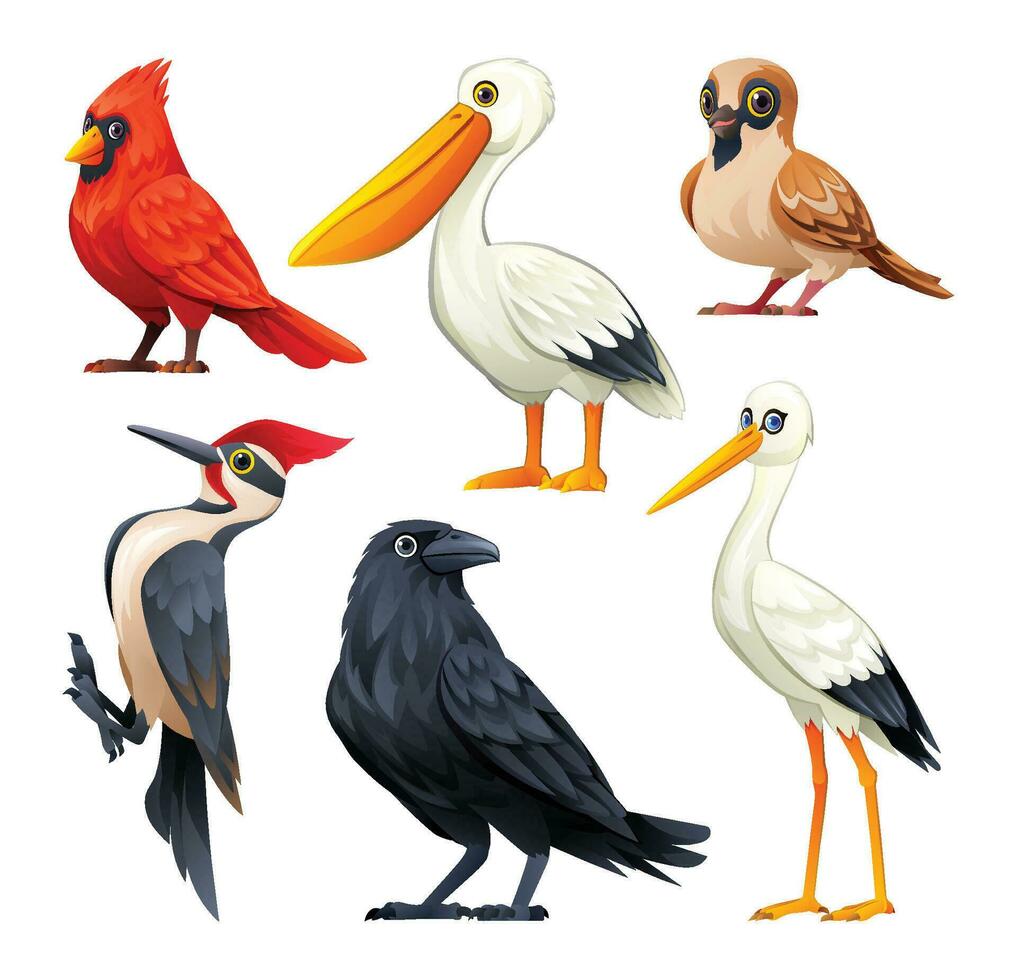 reeks van vogelstand vector tekenfilm illustratie