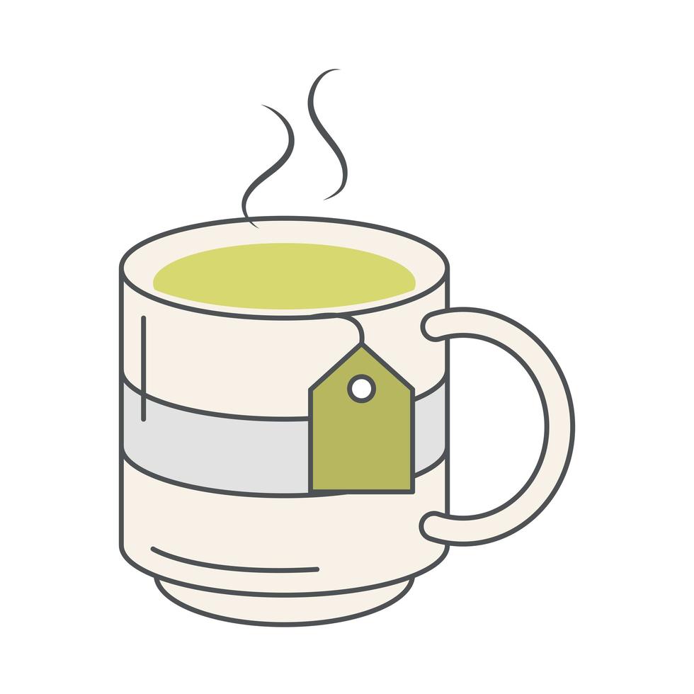 thee theekop met theezakje hete verfrissing lijn en vul vector