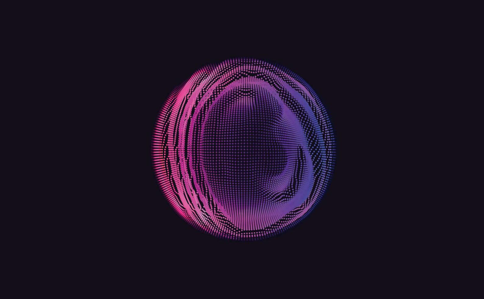 abstract digitaal cirkels van deeltjes met lawaai. futuristische circulaire geluid Golf. groot gegevens visualisatie. 3d virtueel ruimte vr cyberruimte. crypto valuta concept. vector