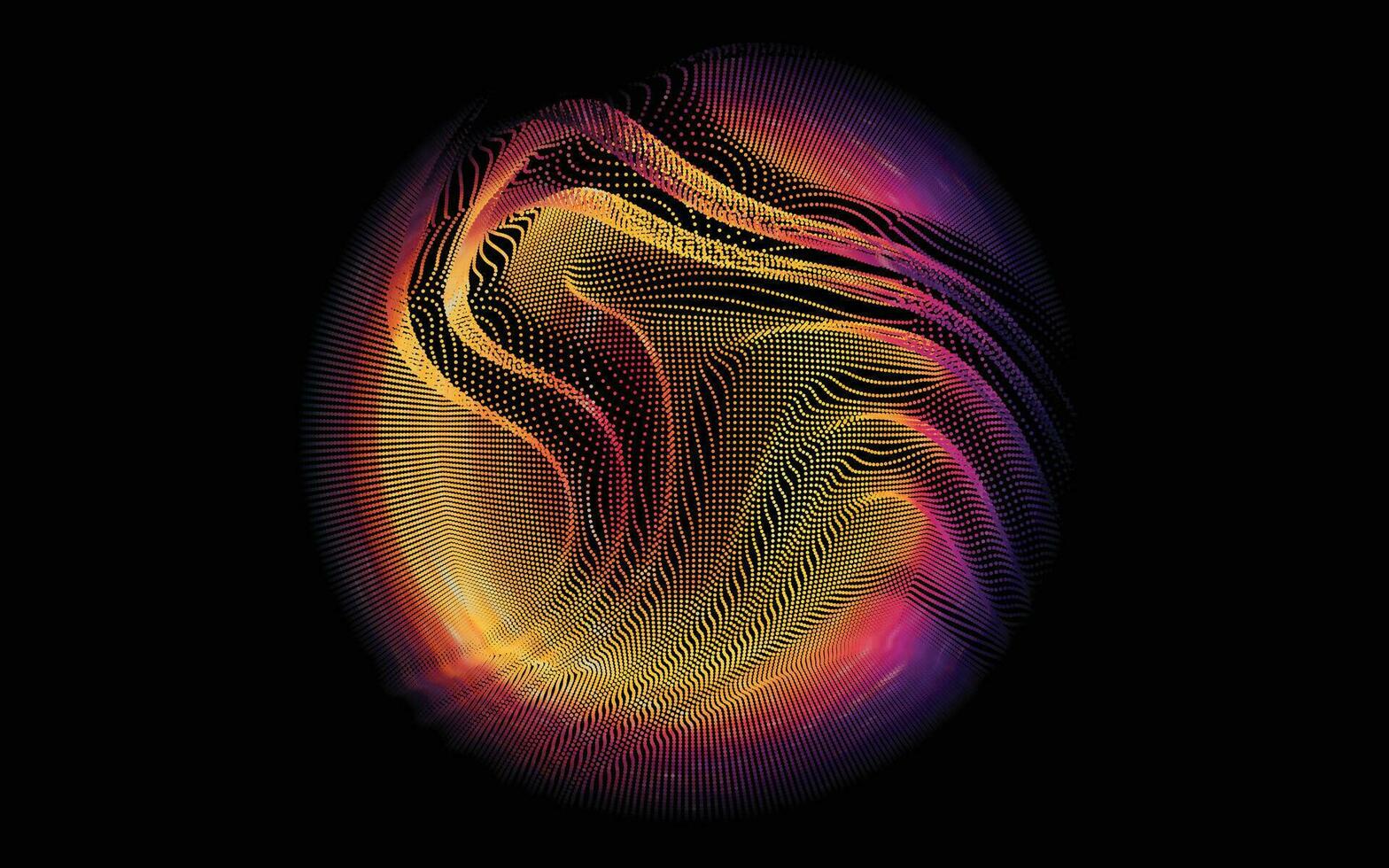abstract digitaal cirkels van deeltjes met lawaai. futuristische circulaire geluid Golf. groot gegevens visualisatie. 3d virtueel ruimte vr cyberruimte. crypto valuta concept. vector
