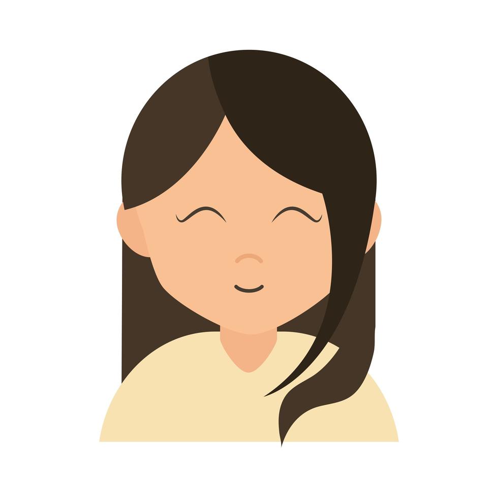 meisje ogen dicht cartoon karakter portret vrouw flat icon vector