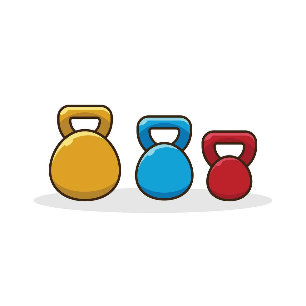 reeks van Sportschool kettlebells geïsoleerd. tekenfilm vector illustratie van geschiktheid apparatuur, vlak ontwerp illustratie