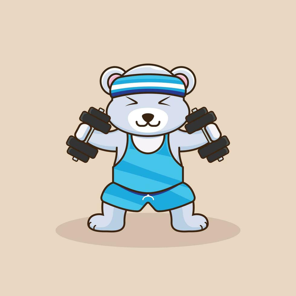 aanbiddelijk beer hijs- halter, Sportschool training tekenfilm vector icoon illustratie