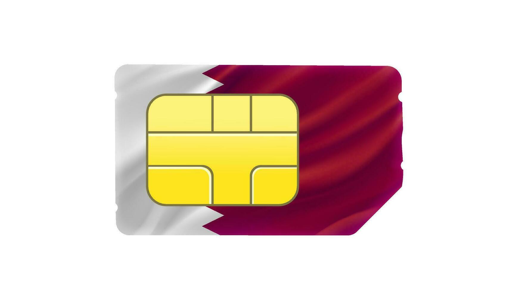 mobiel operator sim kaart met qatar vlag. 3d vector illustratie