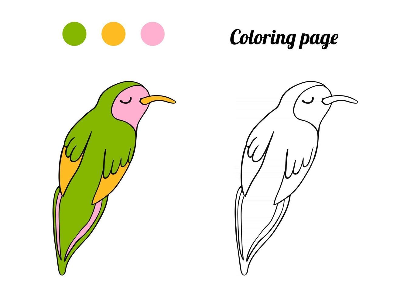 illustratie van schattige vogel. kleurplaat of boek voor baby. vector