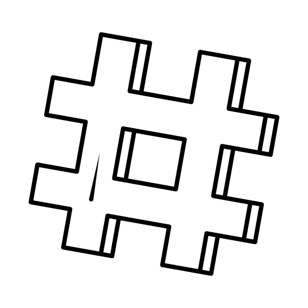 hashtag sociale media popart komische stijl lijnpictogram vector