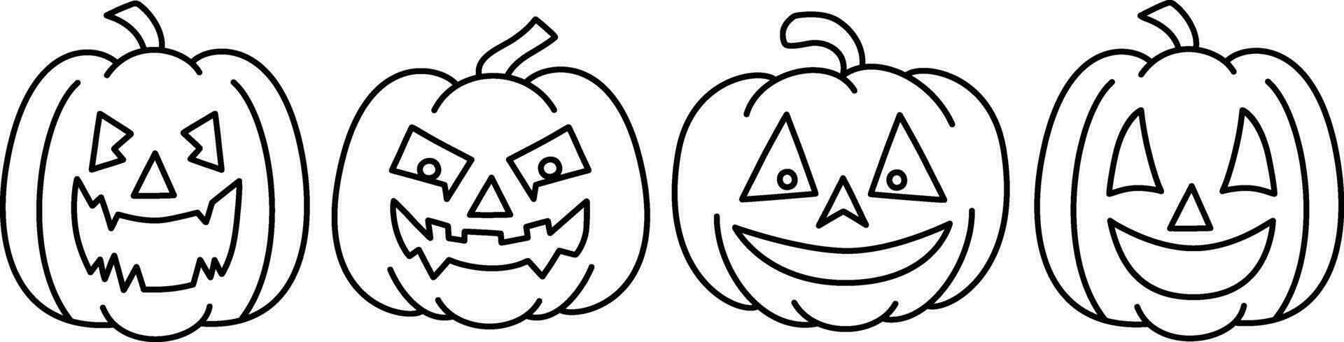 halloween pompoen tekening. halloween pompoen icoon met een gezicht pro vector