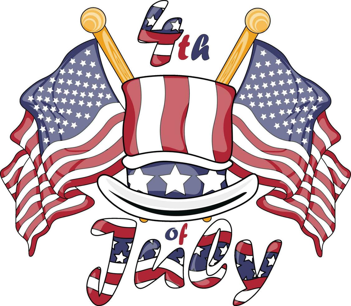 4e van juli onafhankelijkheid dag van de Verenigde Staten van Amerika vector illustratie met Amerikaans vlag en vierde van juli nationaal viering ontwerp voor banier groet