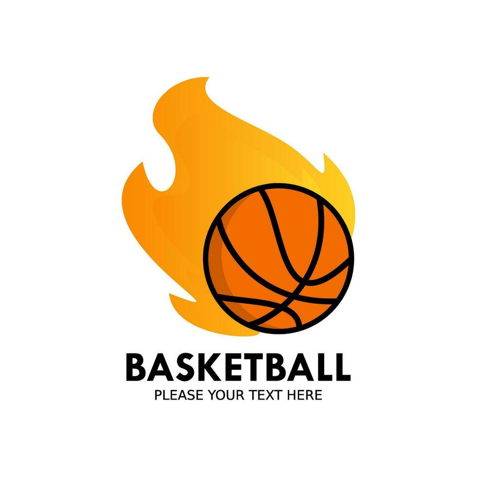 basketbal en brand symbool logo sjabloon illustratie vector