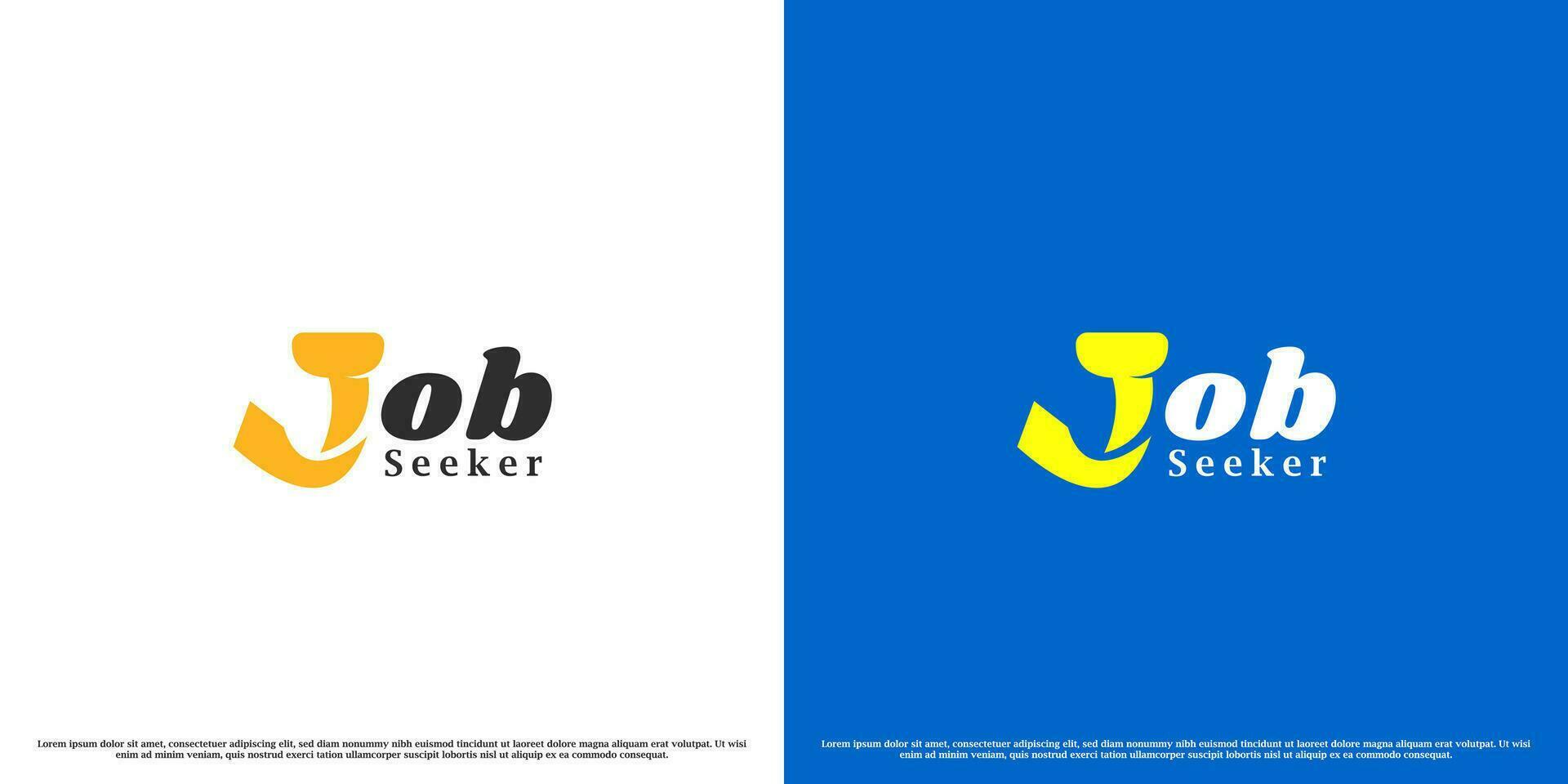 baan zoeker logotype ontwerp illustratie. gemakkelijk vlak silhouet gecombineerd brief j stropdas voor woord baan modern minimalistisch. brief j symbool icoon voor baan zoeker baan vacature werving carrière bedrijf carrière. vector