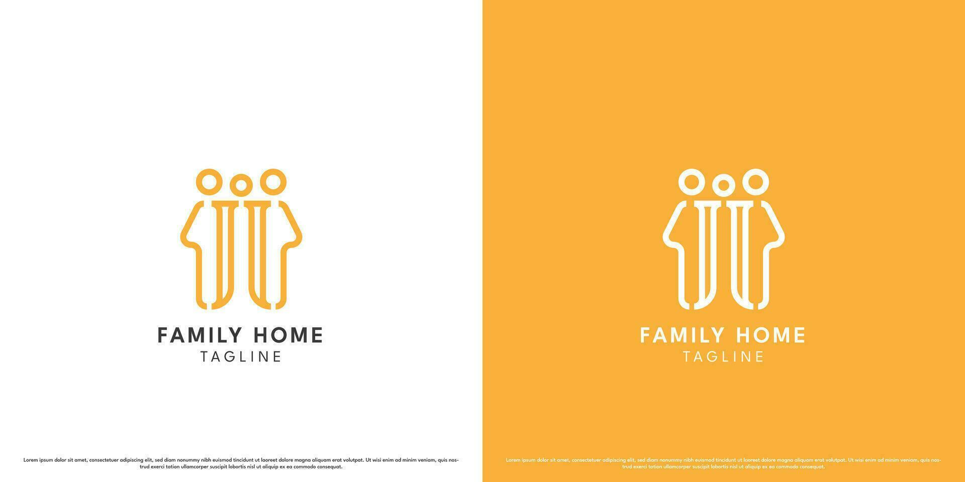 familie huis logo ontwerp illustratie. creatief silhouet van familie huis vader moeder zoon vlak gemakkelijk minimalistische stevig. gelukkig leven comfort ontwerp. perfect voor zakelijke gebouw web app pictogrammen. vector