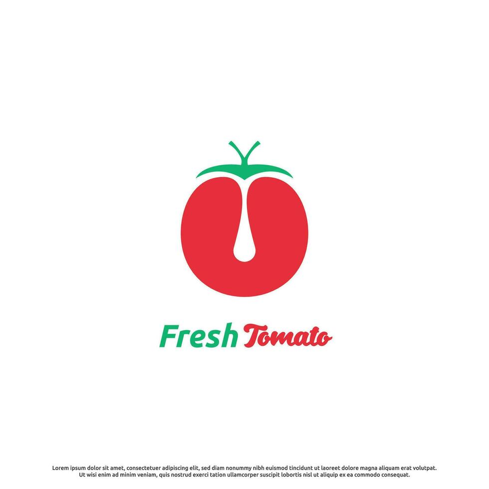 modern tomaat logo ontwerp illustratie. gemakkelijk vlak silhouet fruit groente tomaat modern veganistisch eco voedsel gezond smaak heerlijk restaurant keuken veganistisch voeding. perfect voor web app icoon. vector