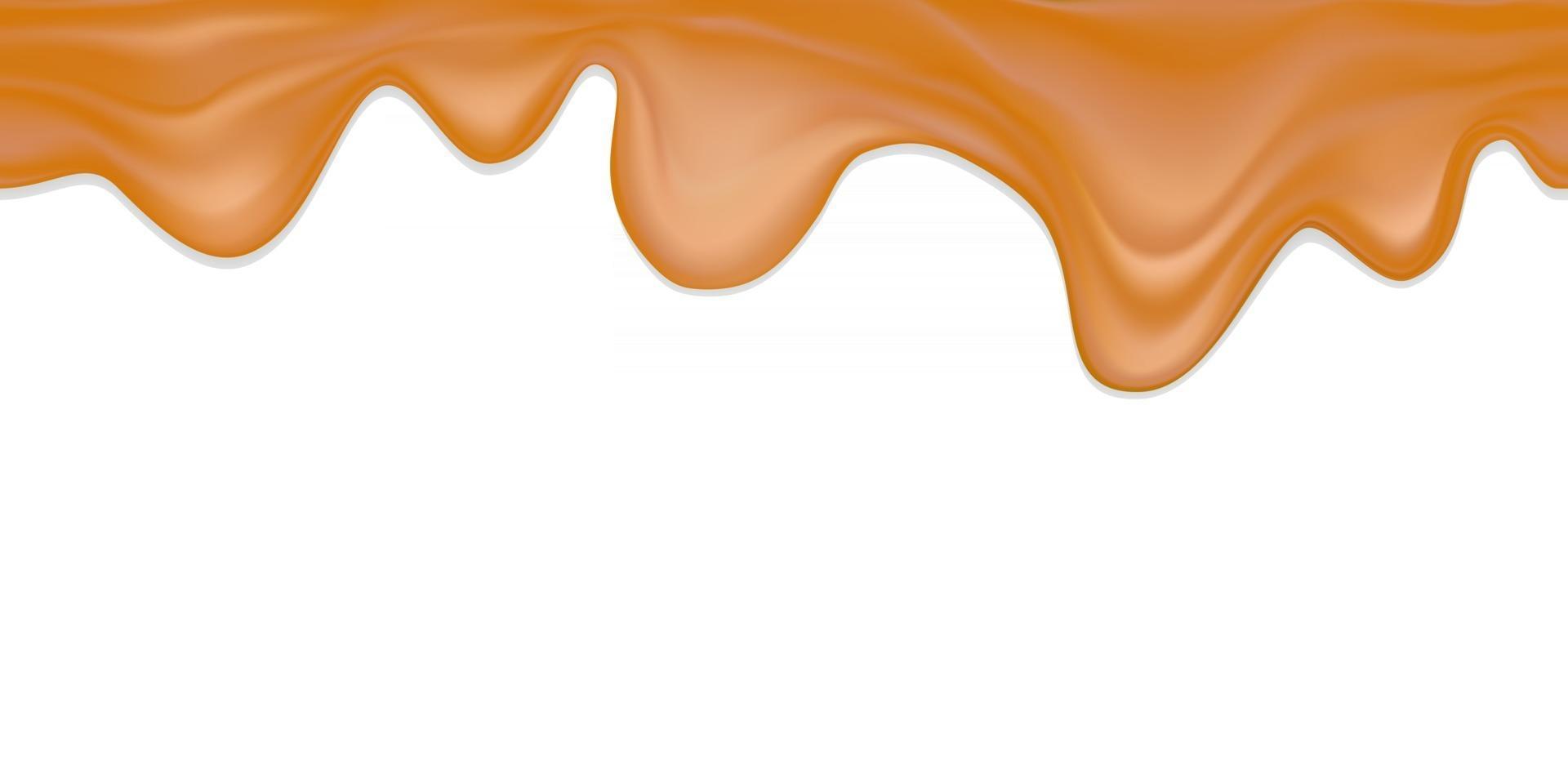 naadloze realistische vectorrand van vloeibare karamel gekookte gecondenseerde melk met schaduw geïsoleerd op een witte achtergrond vector