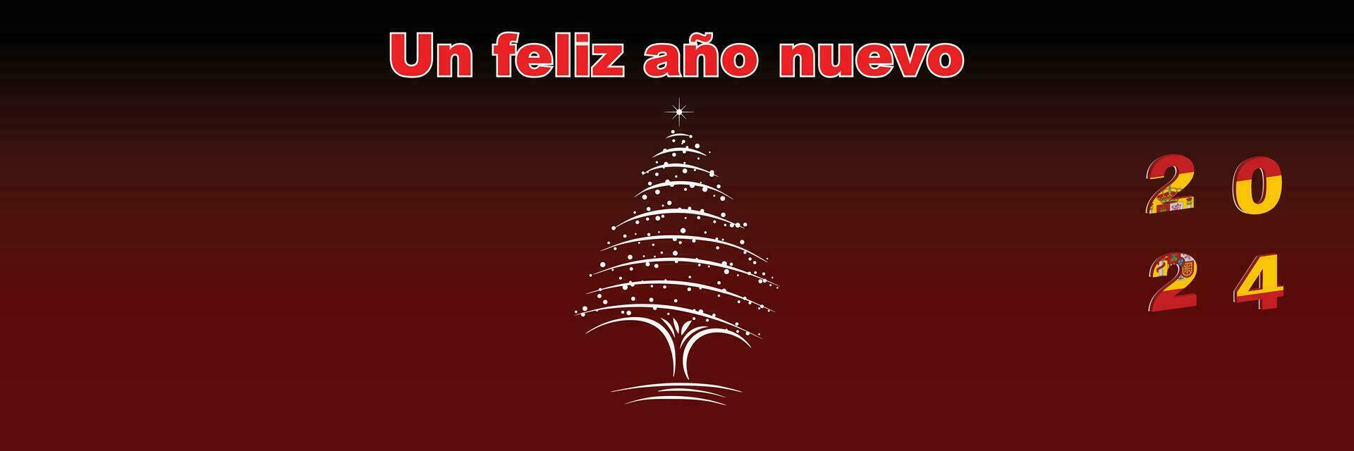 vrolijk Kerstmis en gelukkig nieuw jaar web bladzijde omslag. Spanje vlag Aan de jaar 2024. vakantie ontwerp voor groet kaart, banier, viering poster, partij uitnodiging. vector illustratie.